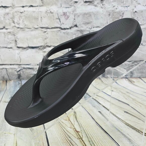 Oofos Oolala Flip Flops Sandals Shoes Women's Size 8 Black Orthotic Pain Relief - Picture 2 of 5